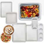 Nonstick Bakeware Set 10 Pcs, Professional Kitchen Bicolor Baking Pans Set with Cookie Sheets, Muffin Pan, Loaf Pan, Cake Pan and Cooling Rack, Dishwasher Safe, 0.8mm Thick Heavy Duty - Image 2