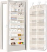 Ofiray-home Over the Door Organizer 5 Tiers,Extra Large Behind Door Storage of 10 Compartments,80 lbs Weight Capacity Over the Door Storage, Door Hanging Organizer for Closet, Diaper Organizer, Beige - Image 2