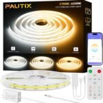 PAUTIX COB LED Strip Light White CCT Tunable 32.8ft/10m,UL-Listed 6400LEDs Dimmable 2700K-6500K CRI90+ 24V LED Tape Light Kit with APP Control/Music Mode,for Under Cabinet Bedroom Kitchen DIY Lighting - Image 2