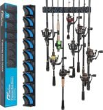 PLUSINNO Vertical Fishing Rod Holder, Wall Mounted Fishing Rod Rack, Fishing Pole Holder Holds Up to 9 Rods or Combos, Fishing Rod Holders for Garage, Fits Most Rods of Diameter 3-19mm - Image 2