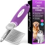 Poodle Dematting Fur Rake Comb Brush for Dogs and Cats - Long 2.5" Steel Safety Blades Metal Comb for Detangling Matted or Knotted Undercoat Hair - Image 2