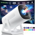 Portable WiFi and Bluetooth Projector - 4K 1080P Supported Mini Movie Projector, 270°Adjustable Stand Outdoor Home Theater Star Projector with Ambient Light for Phone TV Stick Laptop - Image 2