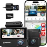 REDTIGER 530° Dash Cam 3 Channel, 2.5K+2.5K+1080P Triple Car Camera with 128GB Card, IR Night Vision, Touch Screen, Dashcam for Front Inside Rear Included WiFi GPS, 24H Parking Mode - Image 2