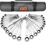 Ratcheting Wrench Set, Combination Wrench Set, 22-Piece SAE & Metric and Standard, 72Th Long Open End, 1/4" to 3/4" & 6-18mm, Organizer With Roll Up Pouch, CR-V Socket Mechanic Hand Tools Sets - Image 2