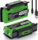 Rechargeable Xbox Controller Battery Pack for Xbox One/Xbox Series X|S, 2 x 4800mWh Xbox One Controller Batteries Pack Play and Charge Kit USB-C Charging Cable/4 Covers Xbox One Consoles - Image 2