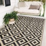 SAND MINE Waterproof Outdoor Rug 5x8 ft, Plastic Reversible Rug, Modern Area Rug, Large Floor Mat for Outdoors, RV, Patio, Backyard, Deck, Picnic, Beach, Camping, Black & Beige - Image 2