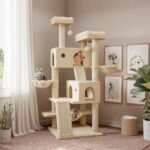 SHA CERLIN 65in Larger Cat Tree Tower Condo for Indoor Kitties/Multi-Level Furniture Activity Center with Wide Base/Cozy Plush Cat Perches/Baskets/Sisal Scratching Posts and Hammock/Beige - Image 2