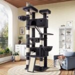 SHA CERLIN 81in Multi-Level Tall Cat Tree Tower for Indoor Kitties/Larger Cat Condo Furniture with Hammock/Cozy Pussycat Perches/Sisal Scratching Posts/Pet House/Wide Base/Dark Grey - Image 2