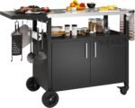 Shintenchi Outdoor Grill Cart Table with Stainless Steel Top for Kitchen Prep and BBQ, Outdoor Kitchen Island Table with Side Handle, Multifunctional Outdoor Grill Table, Black - Image 2