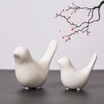 Small Animal Statues, White Bird Figurines Home Decor, Modern Home Decorative, Ceramic Decor for Office Desktop, Bookshelf, Bedroom, Living Room, Cabinets (White 2 Pcs) - Image 2