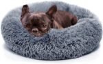 Small Calming Dogs Bed for Small Dogs Anti-Anxiety Machine Washable Fluffy Luxury Anti-Slip Waterproof Mute Base Warming Cozy Soft Pet Puppy Round Bed - Image 2