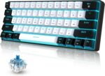 Snpurdiri 60% Wired Mechanical Gaming Keyboard, Ice Blue LED Backlit 61 Keys Mini Wired Office Keyboard for Windows Laptop PC Mac (Black-White, Blue Switches) - Image 2