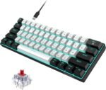Snpurdiri 60% Wired Mechanical Gaming Keyboard, Ice Blue LED Backlit 61 Keys Mini Wired Office Keyboard for Windows Laptop PC Mac (Black-White, Red Switches) - Image 2