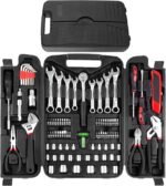 TLGREEN 95 Piece Tool Set, Tool Kit, Mechanics Tool Set, Portable Toolbox with Adjustable Wrench Pliers Socket Bits, with Plastic Toolbox, for House Apartment Garage (Red) - Image 2