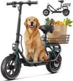 TST Electric Scooter with Seat, Peak 700W Motor, Up to 19MPH & 20 Miles Range,12" Pneumatic Tires, Adults Foldable Commuter Scooter with Basket & Adjustable Seat - Image 2