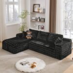 TYBOATLE 107’’ Boneless Slow-Rebound Memory Foam Couch, Cloud Sectional Couches for Living Room w/Upgraded Fabric, Deep Seat Comfy Fluffy L Shaped Modular Sectional Sofa (Black, Left Facing Chaise) - Image 2