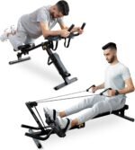 Tousains 3 in 1 Foldable Rowing Machine, AB Machine with 3 Level Angle & Led Monitor, Multi-Functional Rower Fitness Equipment Home Gym Full Body Fitness Machine - Image 2