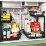 Under Sink Organizer, 2 Packs 2 Tier Under Sink Organizers and Storage, Slide out Pull out Cabinet Organizer Shelf, Metal Sliding Drawer for Kitchen Bathroom Pantry Cabinet Closet Organization Rack - Image 2