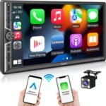 [Upgrade Wireless] 7" Double Din Car Radio with Wireless Apple CarPlay and Android Auto, Bluetooth 5.3 Car Play, 240W 4.2-Channel Audio Output, Mirror Link, Backup Camera, AM/FM Car Stereo - Image 2