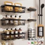Veken Rustproof Shower Caddy 6-Pack, No Drilling & Waterproof Adhesive Shower Shelves Rack with Soap Holder, Large Capacity Bathroom Organizers and Storage, Wall-Mounted Kitchen & Home Decor - Image 2