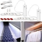 WOBANE Motion Sensor Stair Strip Lights,Rechargeable Motion Activated Closet Light,Battery Powered LED Strip,60 LEDs Homelife Bar for Bed,Pantry,Counter,Night Light,Cabinet,6000K White,6.56ft,2PCS - Image 2