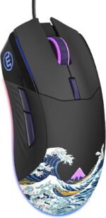Womier G705 USB Wired Gaming Mouse for PC Computer Windows Mac Laptop, Lightweight Silent RGB Backlit Mouse with Adjustable 12000DPI/7 Programmable Side Buttons,Black Kanagawa Theme - Image 2