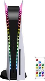 YUANHOT LED RGB Light Strip Compatible with PS5 Pro/PlayStation 5/PS5 Slim Disc&Digital Edition Console with 7 Colors 358 Modes, DIY Decoration Accessories Flexible Lights Strip with Remote - Image 2
