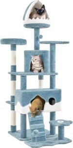Yaheetech Cat Tree, 72.5inch Ocean-Themed Cat Tower, Multi-Level Large Cat Tree for Indoor Cats with Shark's Mouth Bed & 2 Big Condos & 2 Wide Perches & Funny Toys, Blue & White - Image 2