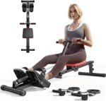 soges Rowing Machine for Home,Indoor Exercise Rower Machine with Digital Monitor,12 Levels Adjustable Resistance Portable Rower w/Wheels,400LBS Weight Capacity Gyms Fitness and Cardio Training,Black - Image 2