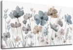 yearainn Elegant Flowers Canvas Wall Art - Floral Pictures for Wall Decor Indigo Brown Grey Canvas Painting Nature Printing Artwork for Living Room Bedroom Home Office Wall Decoration 20" x 40" - Image 2