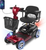 15/30 Miles 4 Wheels Mobility Scooter for Seniors/Adults Up to 300LBS,350W Electric Wheelchair Detachable Battery,Dual Baskets,Rotating Seat,USB Charging Red 15AH - Image 2