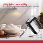Holstein Housewares 5-Speed Hand and Stand Mixer, 250W Power with LED Light, Black and Stainless Steel – Versatile Mixer for Baking, Whipping, and More - Image 4