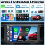 7" Double Din Car Stereo with Wireless Apple CarPlay & Android Auto, QLED Touchscreen, Bluetooth, Backup Camera, 4.2-CHN Audio, 2 Subwoofer Outputs, AM/FM Car Radio - Image 3