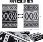 OLANLY Outdoor Rug Waterproof 5x8 ft, Reversible Outdoor Plastic Straw Rug, Boho Patio Rug, Indoor Outdoor Carpet, RV Mat Outside for Patio, Camp, Picnic, Balcony, Deck, Backyard, Black & White - Image 3