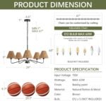 29" Rattan Chandelier 5-Light Modern Farmhouse Chandelier for Dining Room, Coastal Chandelier with Hand-Woven Wicker Fabric Shades, Rustic Pendant Light for Kitchen，Entryway，Living Room - Image 3
