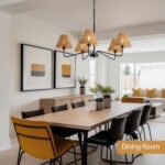 29" Rattan Chandelier 5-Light Modern Farmhouse Chandelier for Dining Room, Coastal Chandelier with Hand-Woven Wicker Fabric Shades, Rustic Pendant Light for Kitchen，Entryway，Living Room - Image 7