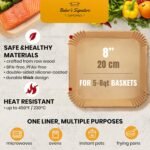 Air Fryer Paper Liners, 125Pcs Air Fryer Disposable Liners, Non-Stick and Oil Proof for Easy Cleanup, 8” Square for 5-8 qt Basket by Baker's Signature - Image 4