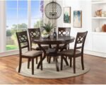 New Classic Furniture Cori 5-Piece Round Dining Set with 1 Table and 4 Chairs, Cherry Brown - Image 3