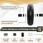 2PC 4.00-6 Flat-Free Tires and Wheels, 13" Thickened Solid Tire, with 5/8" & 3/4" Bearing, 1.8"-5.8" Centered Hub Length, 4.00-6 tire and wheel Fit for Gorilla Cart, Garden Cart/Hand Truck/Wheelbarrow - Image 4