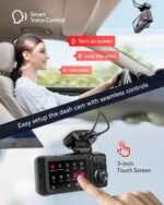 REDTIGER F17 Elite 4K Dash Cam 3 Channel, STARVIS 2 IMX678 & IMX675, Front and Rear Inside Car Camera for Cars, 128GB Card, Full Color Night Vision, 5.8GHz WiFi GPS, HDR, Touchscreen - Image 5