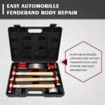 7 Piece Auto Body Repair Kit，Hammer and Dolly Tools with Carbon Steel on Wood Handles,Performance Heavy Duty Dollies Set,Roller Fixer Dent Remover Tool. - Image 4