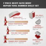 7 Piece Auto Body Repair Kit，Hammer and Dolly Tools with Carbon Steel on Wood Handles,Performance Heavy Duty Dollies Set,Roller Fixer Dent Remover Tool. - Image 5
