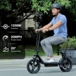 Caroma Electric Scooter with Seat for Adults, Max 30Miles Ranges&20Mph, 500/800/1200W Motor, 14" Fat Tire Foldable Commuter E-Scooter with Basket for Pets & Cargo, 300lbs Max Load - Image 4