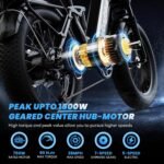 Electric Bike for Adults, 48V 20Ah Battery,1500W Peak Motor Step Thru Ebike 80+ Miles Max Range, 20x4.0 Fat Tires,Max 30Mph Electric Mountain Bike for All Terrain, Ideal for Commute, Off-Road - Image 4