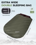 KingCamp Double Sleeping Bag for Adults, Queen Size 2 Person XXL Flannel Sleeping Bag, Waterproof Lightweight Flannel Quilt with 2 Pillows, Perfect for Couples Family Camping Hiking - Image 3