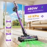 Cordless Vacuum Cleaner, 650W 48KPa Vacuum Cleaners for Home, Self-Standing Stick Vacuums with LED Display, Anti-Tangle, Lightweight, Stick Vacuum Rechargeable for Pet Hair Carpet Floor - Image 3