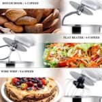 Stand Mixer 5-QT, 6+P Speed Tilt-Head Food Mixer 300W Dough Mixer with Stainless Steel Bowl,Dough Hook,Flat Beater&Whisk Electric Kitchen Mixer for Household Baking, Anti-Slip(Pearl White) - Image 3