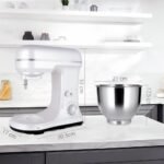 Stand Mixer 5-QT, 6+P Speed Tilt-Head Food Mixer 300W Dough Mixer with Stainless Steel Bowl,Dough Hook,Flat Beater&Whisk Electric Kitchen Mixer for Household Baking, Anti-Slip(Pearl White) - Image 4