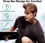 kurdene Wireless Earbuds Bluetooth Headphones Sport,Over Ear Buds with Deep Bass Sound,60Hrs Playtime Earphones Redesigned Comfort Fit with Earhooks for Running,Meeting,Workout-Black - Image 4