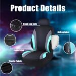 AUCELI Car Seat Covers Full Set, Breathable Front and Rear Seat Covers with 2mm Composite Sponge Inside, Premium Cloth Automotive Seat Cushion Protectors Covers for Most Cars (Green) - Image 4